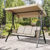 3-Seater Outdoor Porch Swing Patio Hammock Swing Glider Bench with Adjustable Canopy