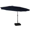 15 Feet Double-Sided Twin Patio Umbrella with Crank and Base