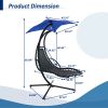 Hanging Chaise Lounger with Removable Canopy, Outdoor Swing Chair with Built-in Pillow, Hanging Curved Chaise Lounge Chair Swing for Patio Porch Pools