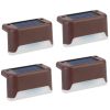 4Pcs Solar Powered LED Step Lights Outdoor IP55 Waterproof Dusk To Dawn Sensor Fence Lamps