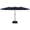 15 Feet Double-Sided Twin Patio Umbrella with Crank and Base