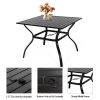 MEOOEM Patio Textilene Dining Set  Bistro Set Outdoor Furniture Square Bistro Metal Table Side/End Table and Dining Chairs