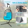 Hanging Folding Egg Chair with Stand Soft Cushion Pillow Swing Hammock