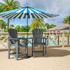 Patio Bar Stools Adirondack Arm Chairs Set of 2, All Weather Outdoor Furniture Wood-Like HDPE Deck Backyard Garden Dining Chairs, Beach Balcony Chair