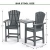 Patio Bar Stools Adirondack Arm Chairs Set of 2, All Weather Outdoor Furniture Wood-Like HDPE Deck Backyard Garden Dining Chairs, Beach Balcony Chair