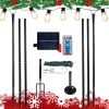 Set of 6 RC String Light Pole;  9 FT Lighting Stand ;  LED Solar Bulbs for Parties;  Christmas