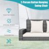 2-Person Patio PE Wicker Hanging Porch Swing Bench Chair Cushion 800 Pounds